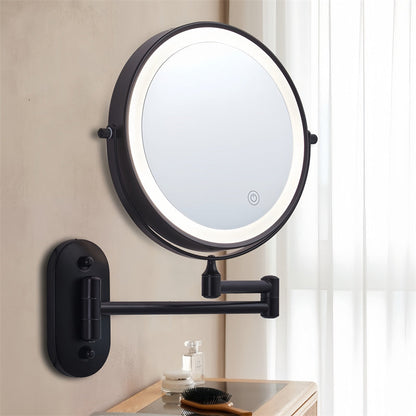 BowLift | Rechargeable wall-mounted shaving mirror | 360° rotation. 1X/10X magnification and adjustable LED lighting for use in the bathroom