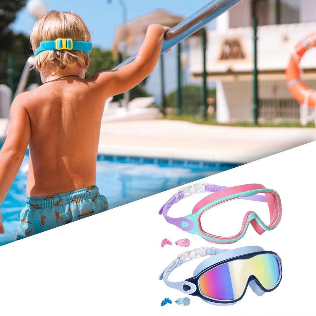Kalsten | Swimming Goggles - No-Leak Panoramic View Swim Mask for Kids with Nose Clips & Earplugs