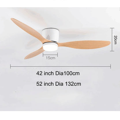42/52 Inch Ceiling Fans with LED Light - 3 Colors, 6 Speeds DC Motor, Remote Control, Low Profile Decorative Fans with Lighting | Skanto