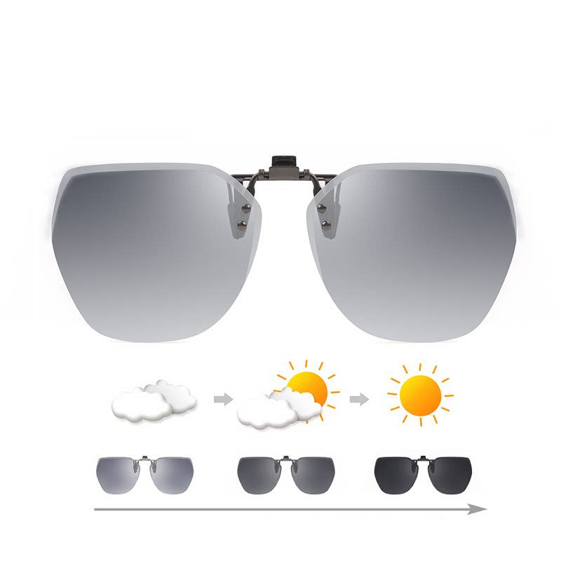 Brehn | Clip-on frameless polarized sunglasses, with anti-glare and flip-up design, for outdoor/driving