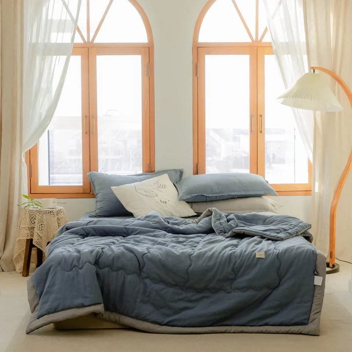2024 Japanese Cotton-Polyester Summer Quilt – Lightweight, Washable, Skin-Friendly Solid Color Quilt | Kalsten