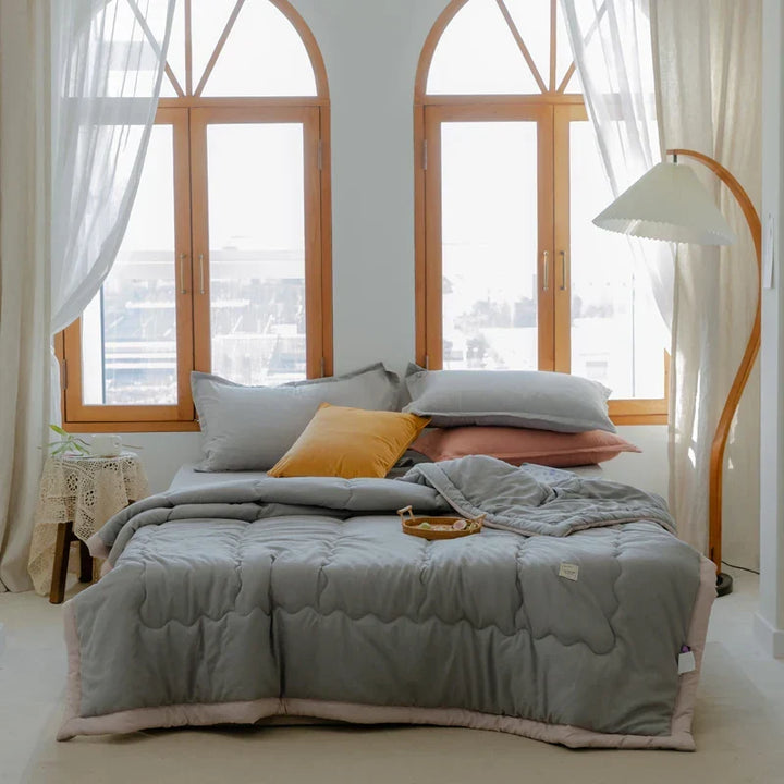 2024 Japanese Cotton-Polyester Summer Quilt – Lightweight, Washable, Skin-Friendly Solid Color Quilt | Kalsten