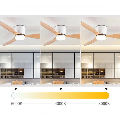 42/52 Inch Ceiling Fans with LED Light - 3 Colors, 6 Speeds DC Motor, Remote Control, Low Profile Decorative Fans with Lighting | Skanto