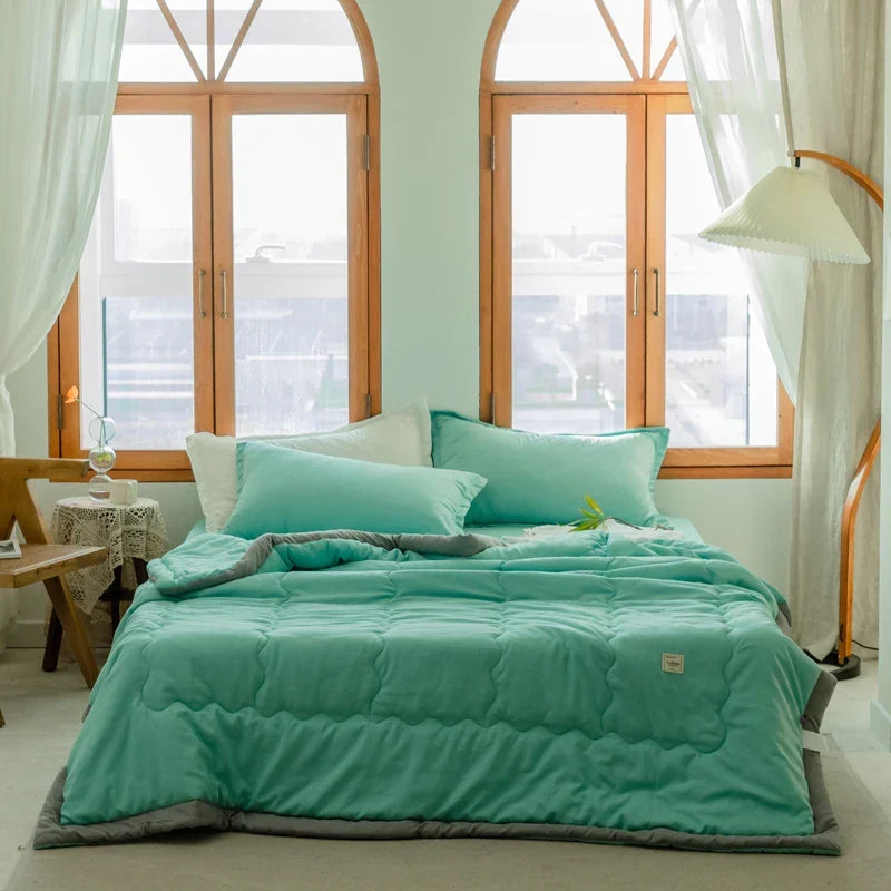 2024 Japanese Cotton-Polyester Summer Quilt – Lightweight, Washable, Skin-Friendly Solid Color Quilt | Kalsten