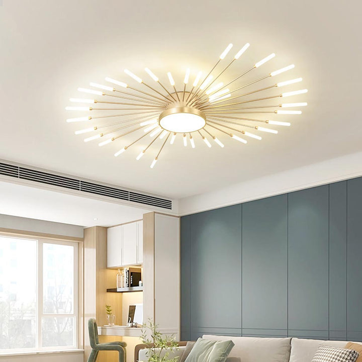 Ceiling Light LED Aluminum 31.5 in Semi Flush Modern Black Gold Living Room Bedroom Dining Room Decorative Lighting | Kalsten