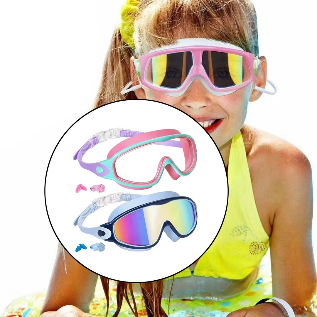 Kalsten | Swimming Goggles - No-Leak Panoramic View Swim Mask for Kids with Nose Clips & Earplugs