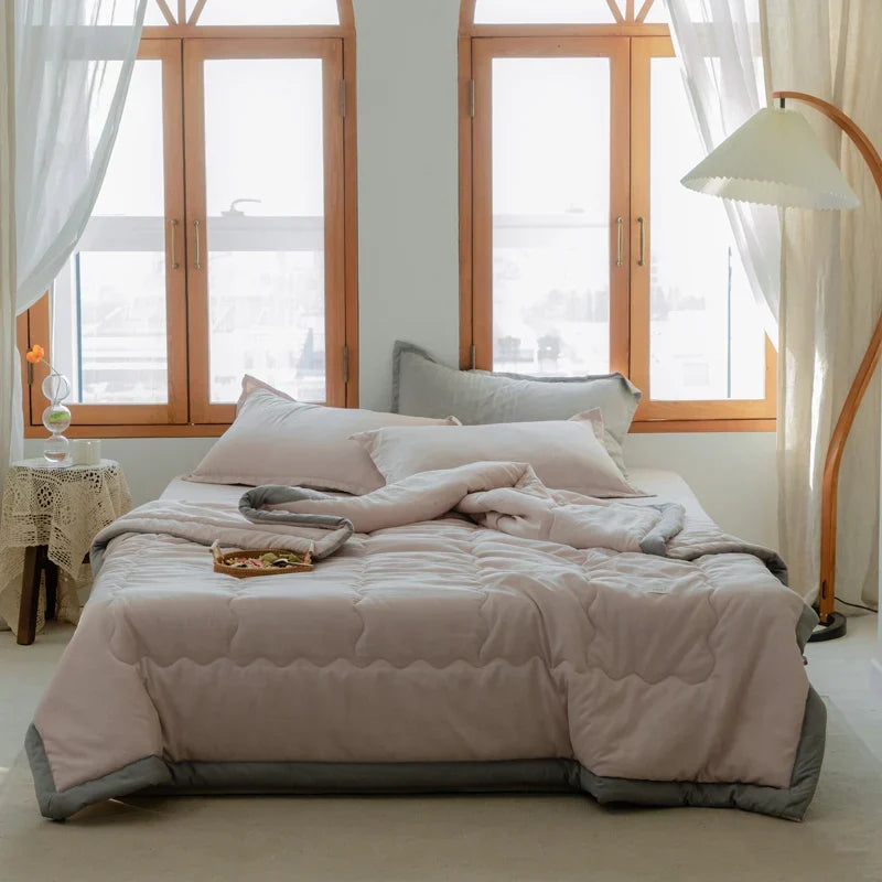2024 Japanese Cotton-Polyester Summer Quilt – Lightweight, Washable, Skin-Friendly Solid Color Quilt | Kalsten
