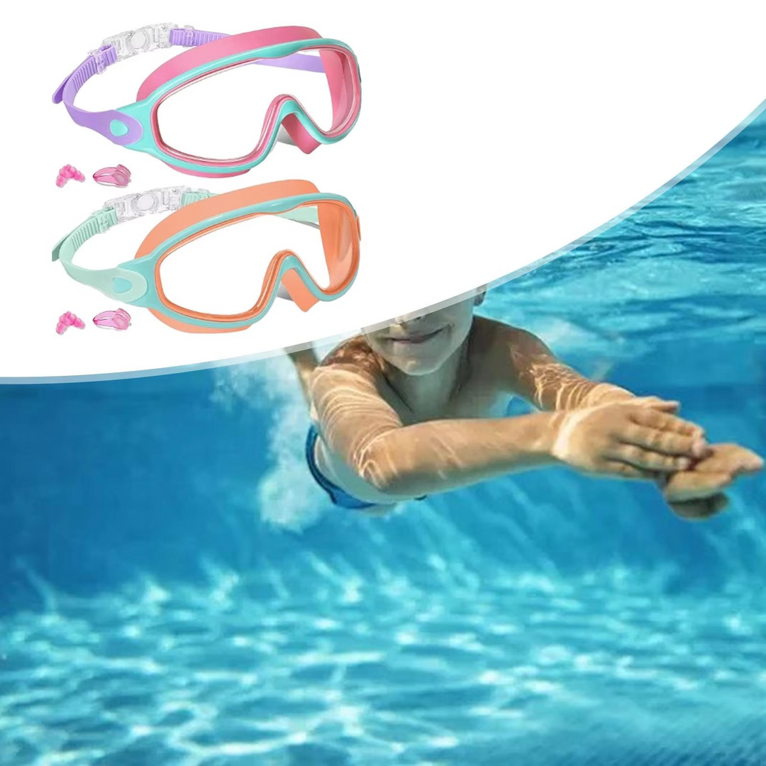 Kalsten | Swimming Goggles - No-Leak Panoramic View Swim Mask for Kids with Nose Clips & Earplugs