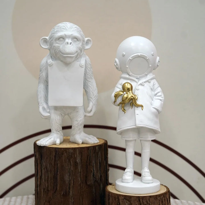 Kalsten | Artify Banksy sculpture collection | Flower thrower & balloon girl | Pop art figures | Modern office & home decoration