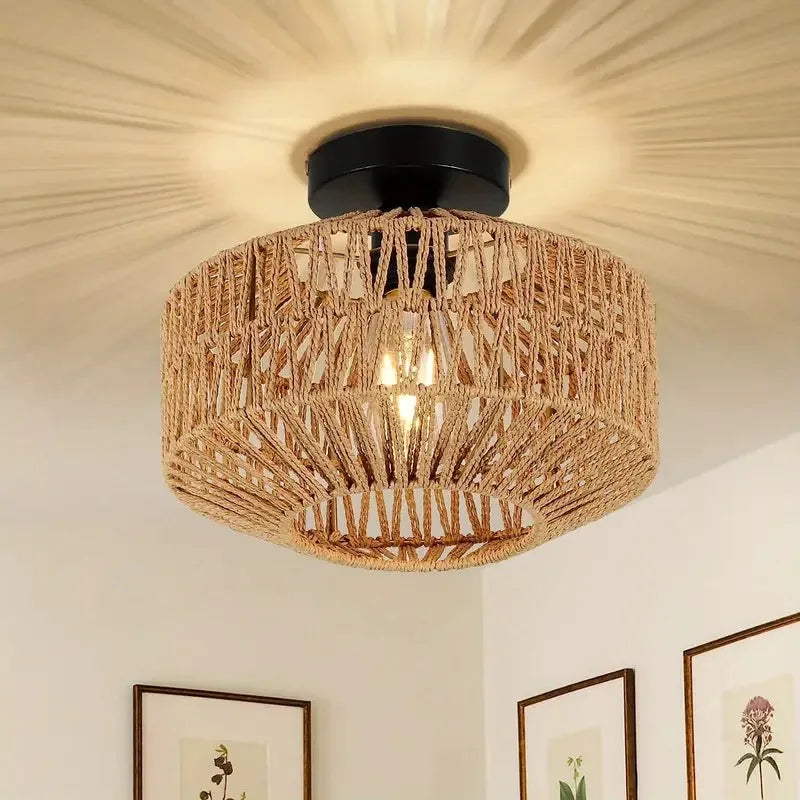 Classic Bamboo Lustre Chandelier - Handmade Rattan Pendant Light for Home Living and Bedroom Decor | Kalsten