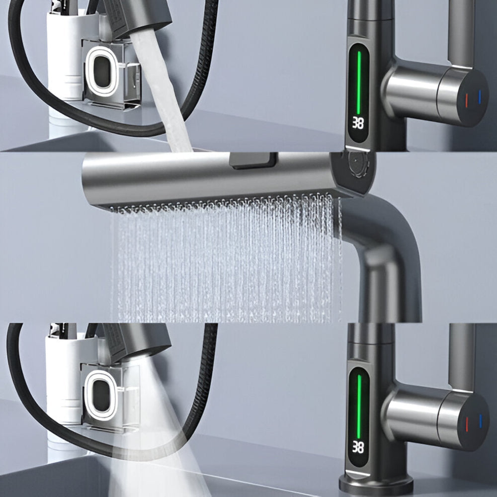 Skanto | Adjustable Kitchen Faucet with Temperature Display