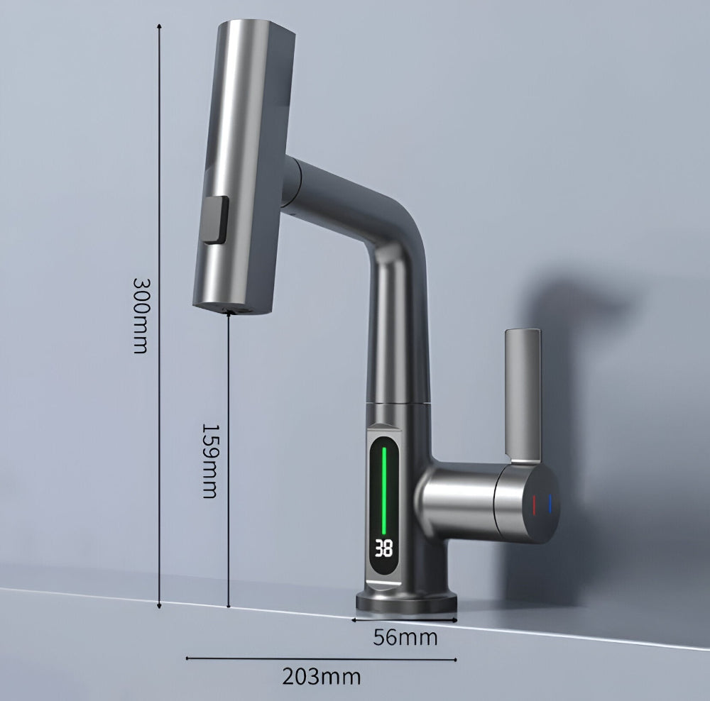 Skanto | Adjustable Kitchen Faucet with Temperature Display