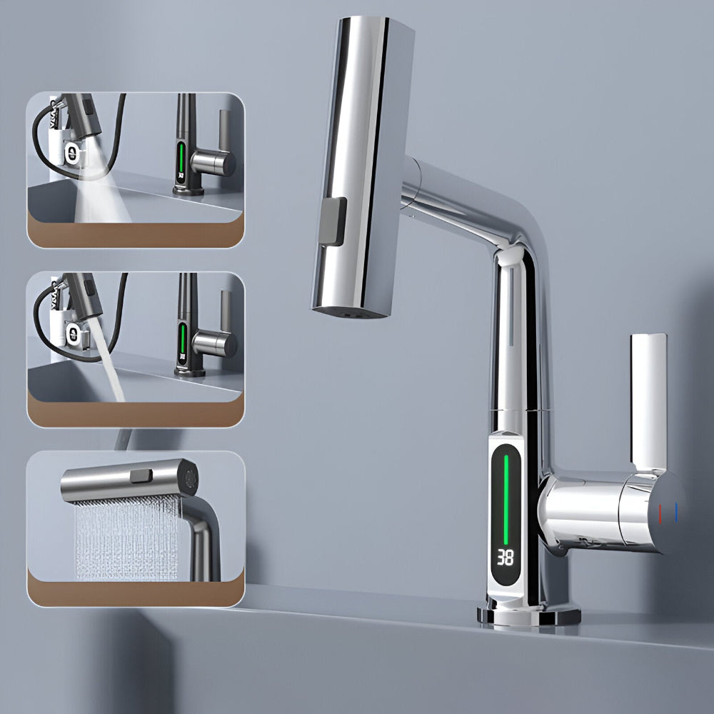 Skanto | Adjustable Kitchen Faucet with Temperature Display