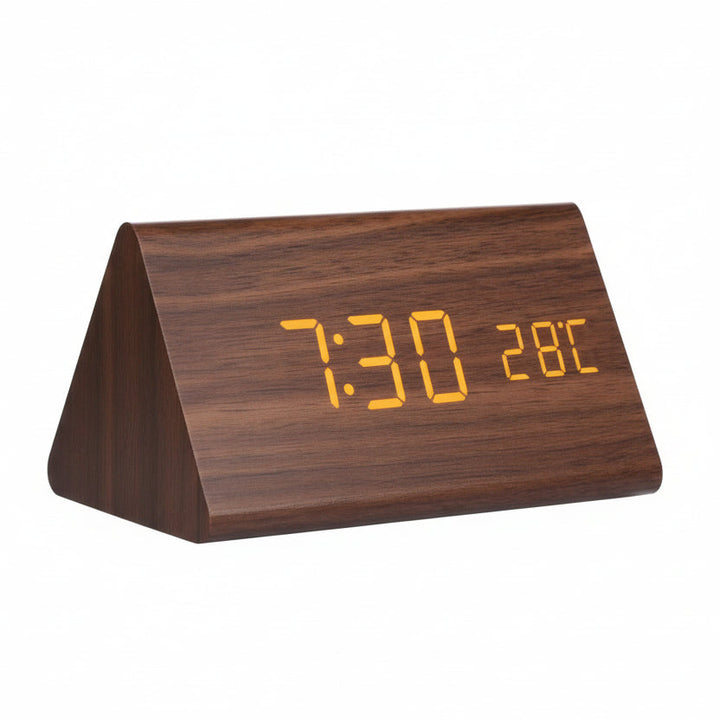 LED Alarm Clock Wood Look with 3 Alarms & Temperature | Kalsten