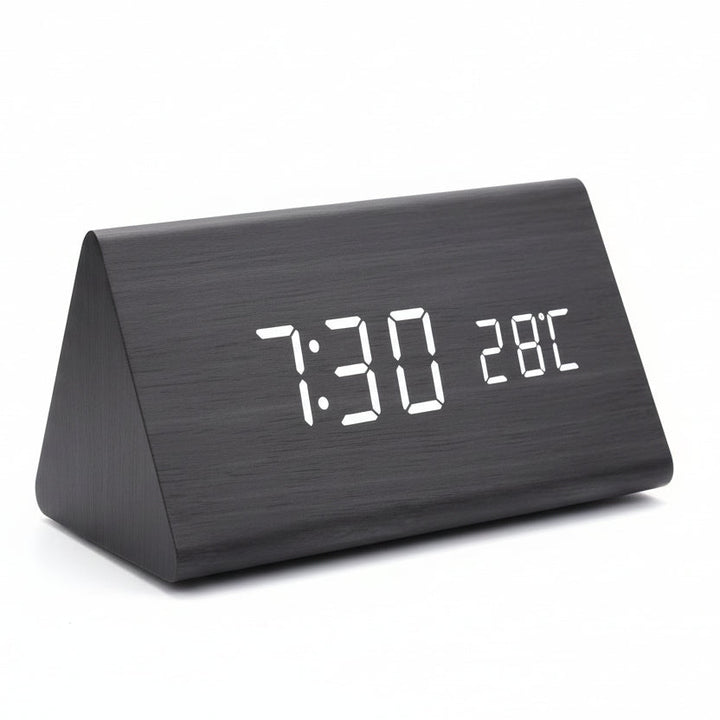 LED Alarm Clock Wood Look with 3 Alarms & Temperature | Kalsten