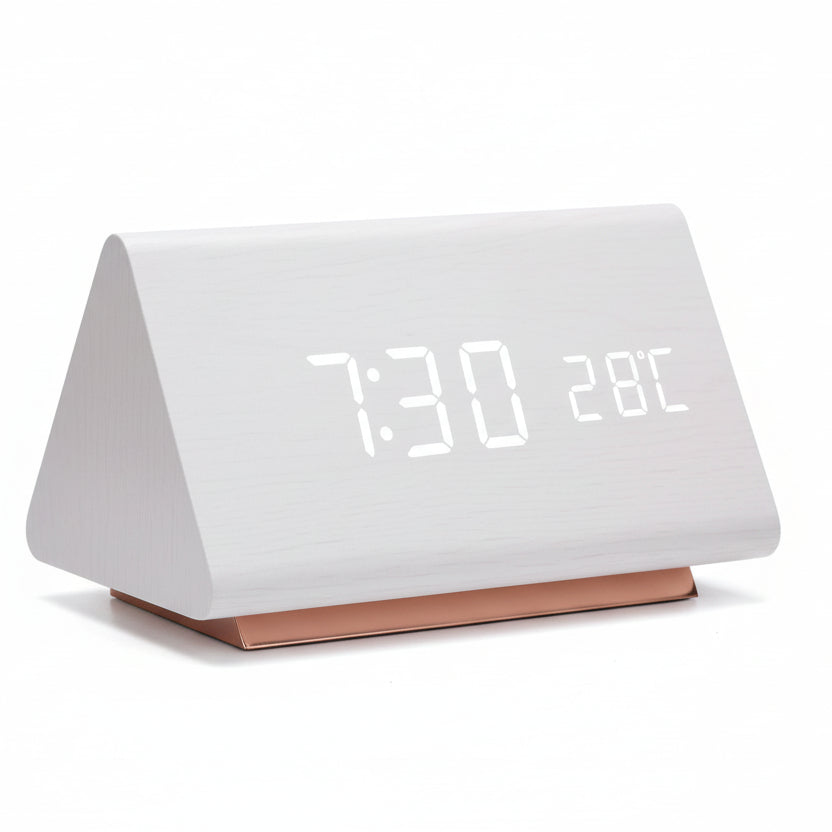 LED Alarm Clock Wood Look with 3 Alarms & Temperature | Kalsten
