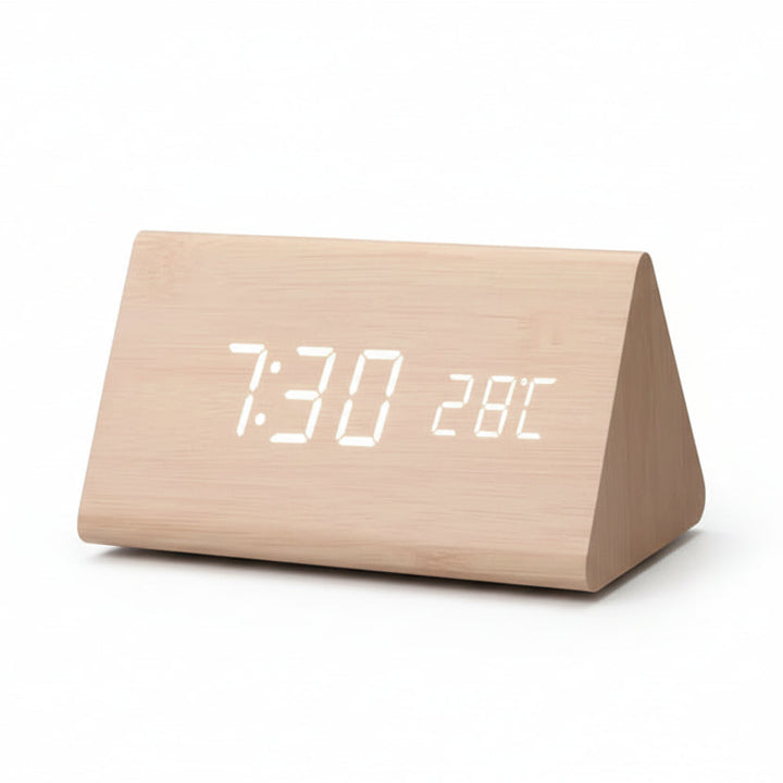 LED Alarm Clock Wood Look with 3 Alarms & Temperature | Kalsten