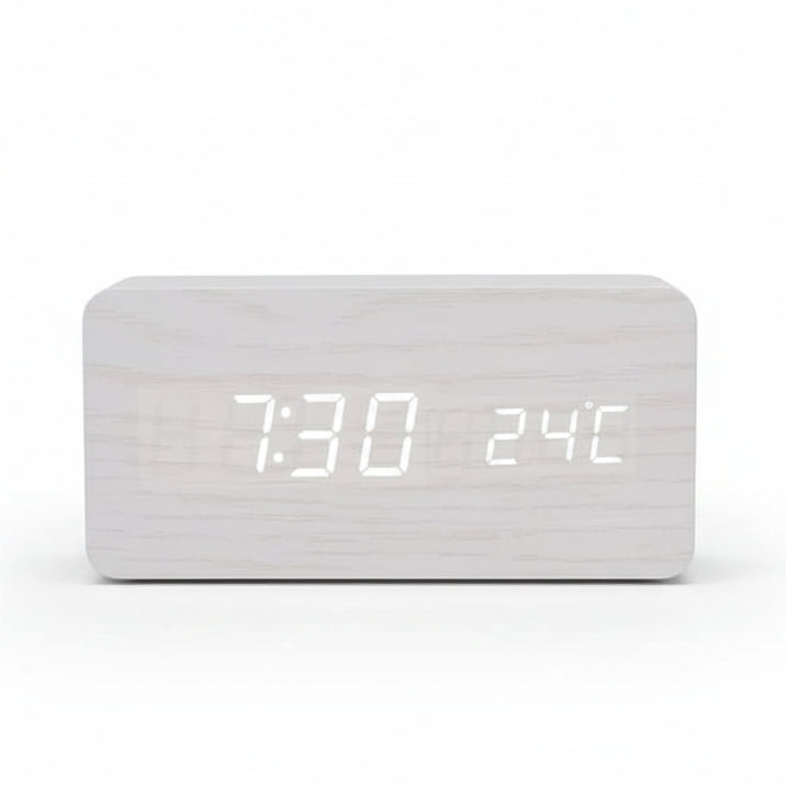 LED Alarm Clock Wood Look with 3 Alarms & Temperature | Kalsten