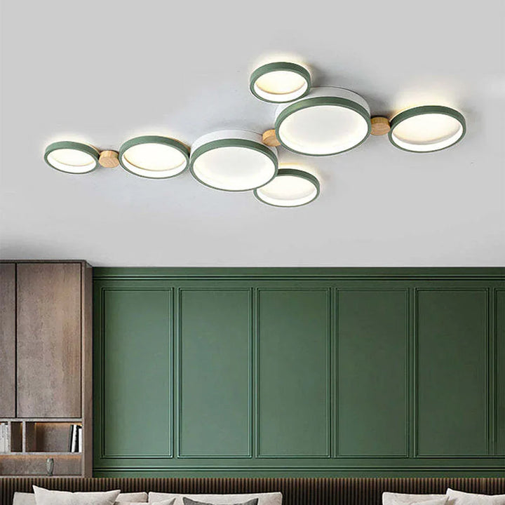 Ceiling Light Iron Wood 20 in Multi-Head Macaron Color Living Room Bedroom Dining Room LED Fixture | Kalsten