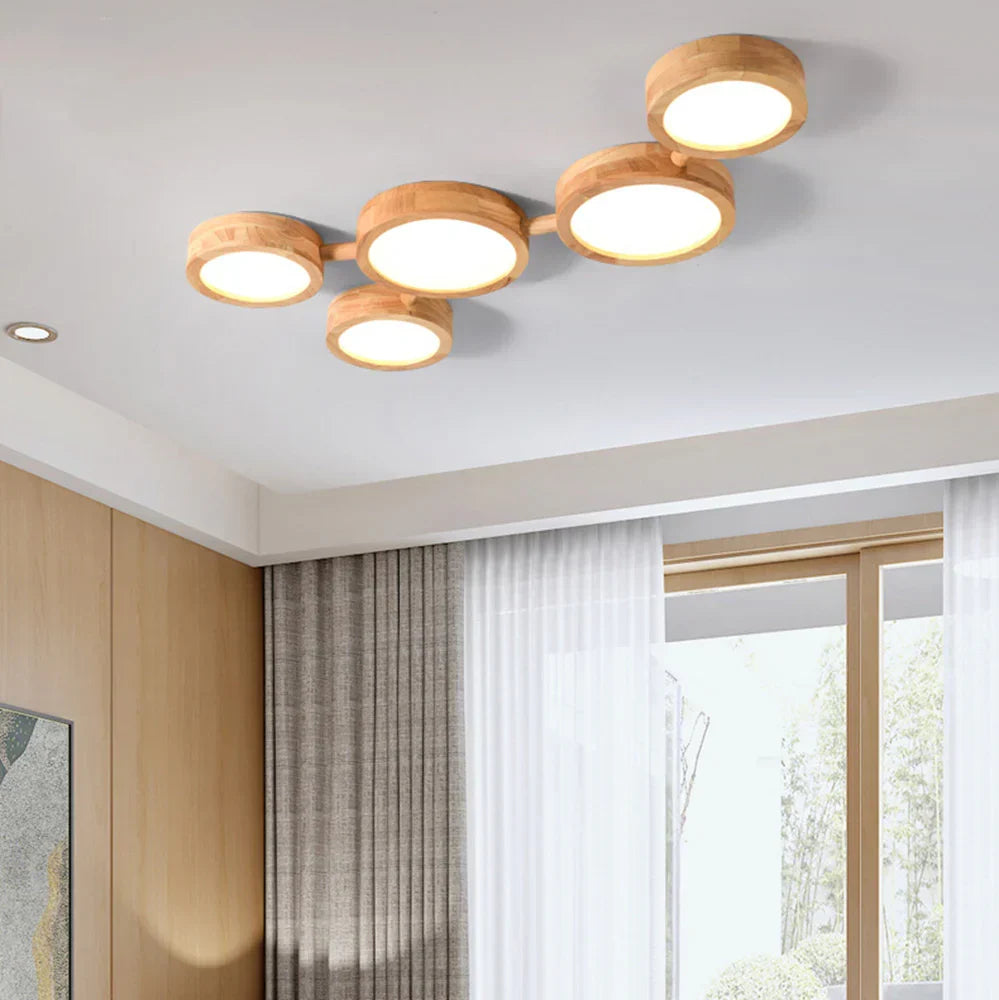 Ceiling Light Iron Wood 20 in Multi-Head Macaron Color Living Room Bedroom Dining Room LED Fixture | Kalsten