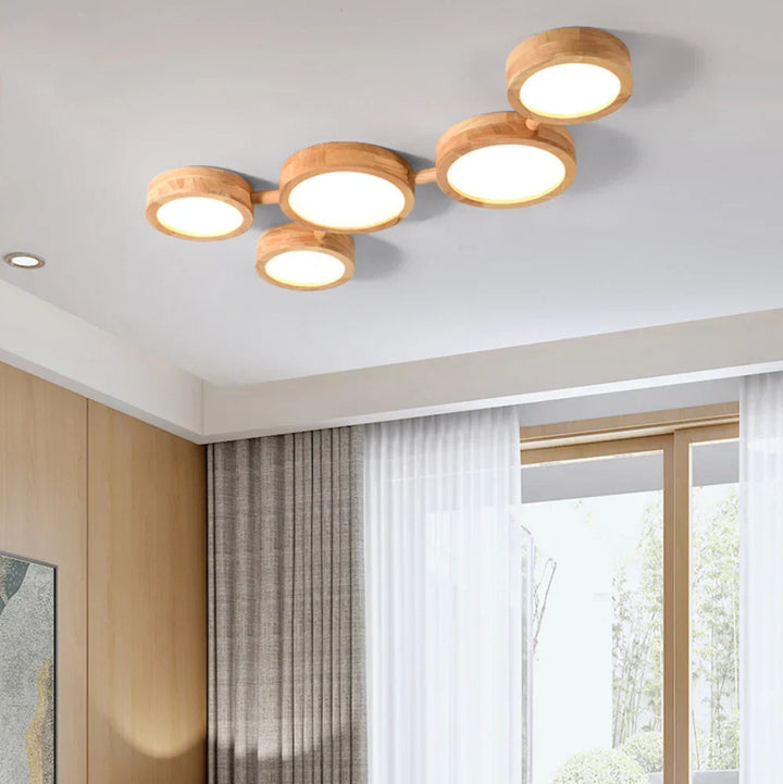 Ceiling Light Iron Wood 20 in Multi-Head Macaron Color Living Room Bedroom Dining Room LED Fixture | Kalsten