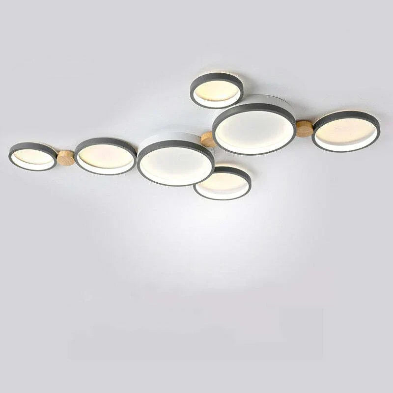 Ceiling Light Iron Wood 20 in Multi-Head Macaron Color Living Room Bedroom Dining Room LED Fixture | Kalsten