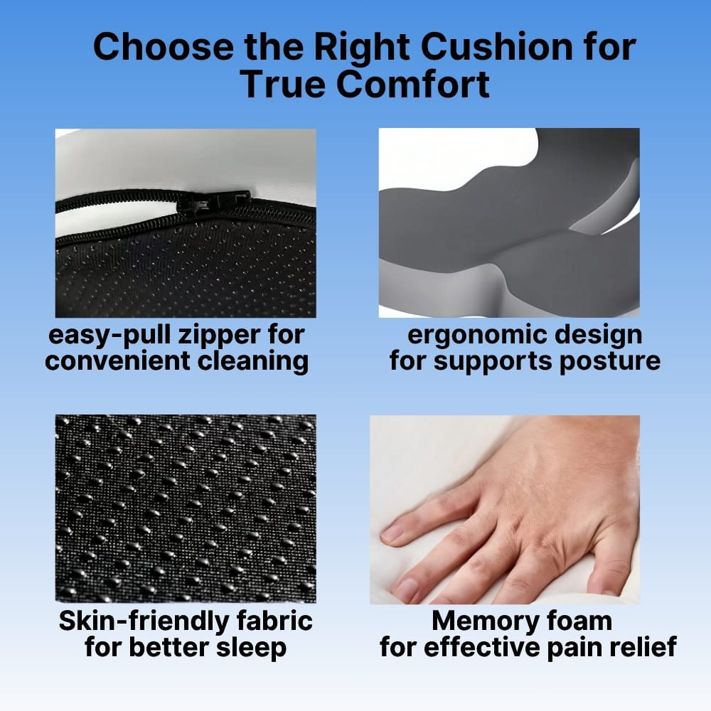 BowLift | All-in-One Orthopedic Memory Foam Seat - Cushion Seat and Back Cushion for Pain Relief and Comfort