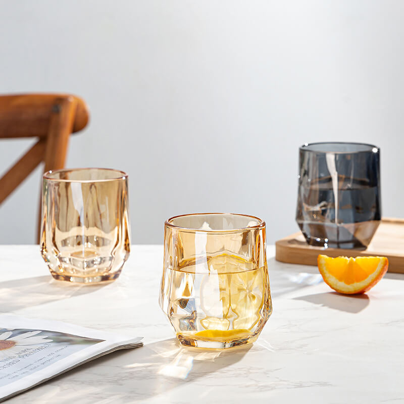 Kalsten | Amber hexagonal Glass Cups