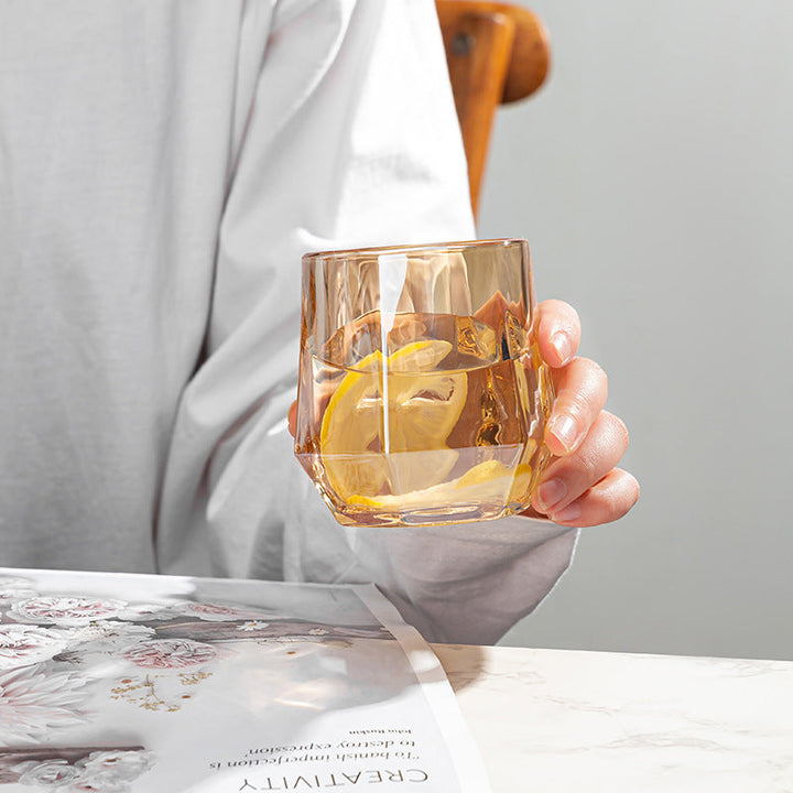 Kalsten | Amber hexagonal Glass Cups