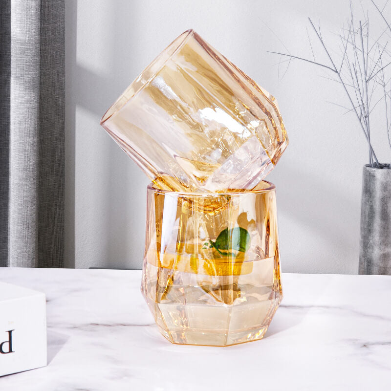 Kalsten | Amber hexagonal Glass Cups