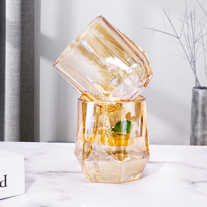 Kalsten | Amber hexagonal Glass Cups