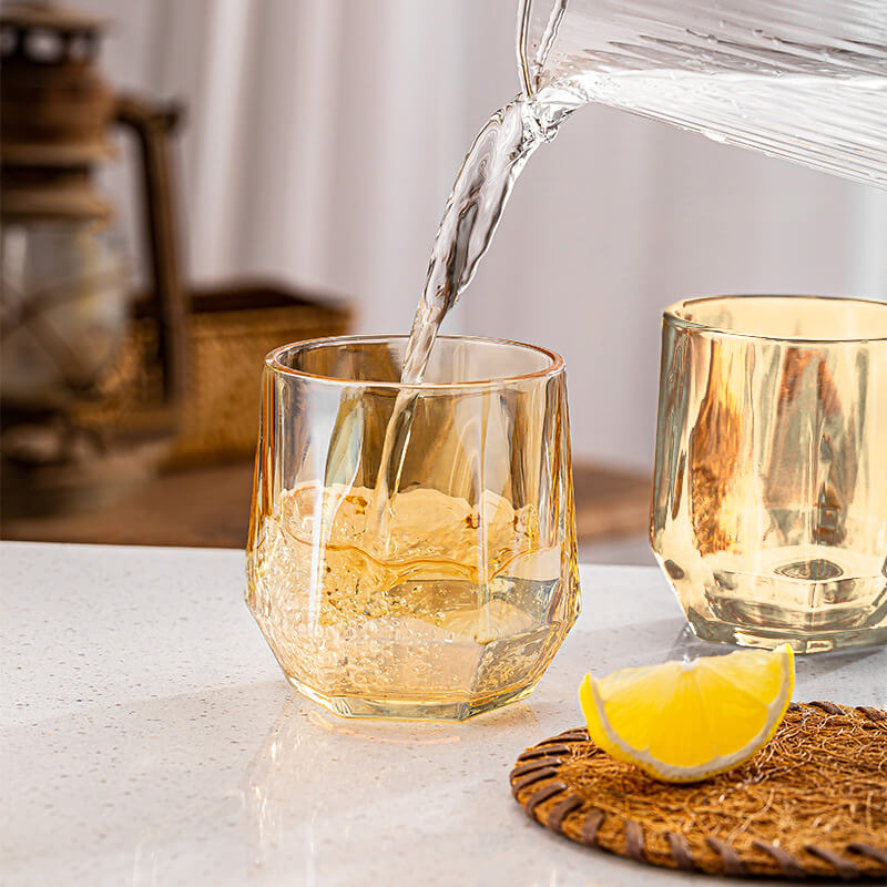 Kalsten | Amber hexagonal Glass Cups