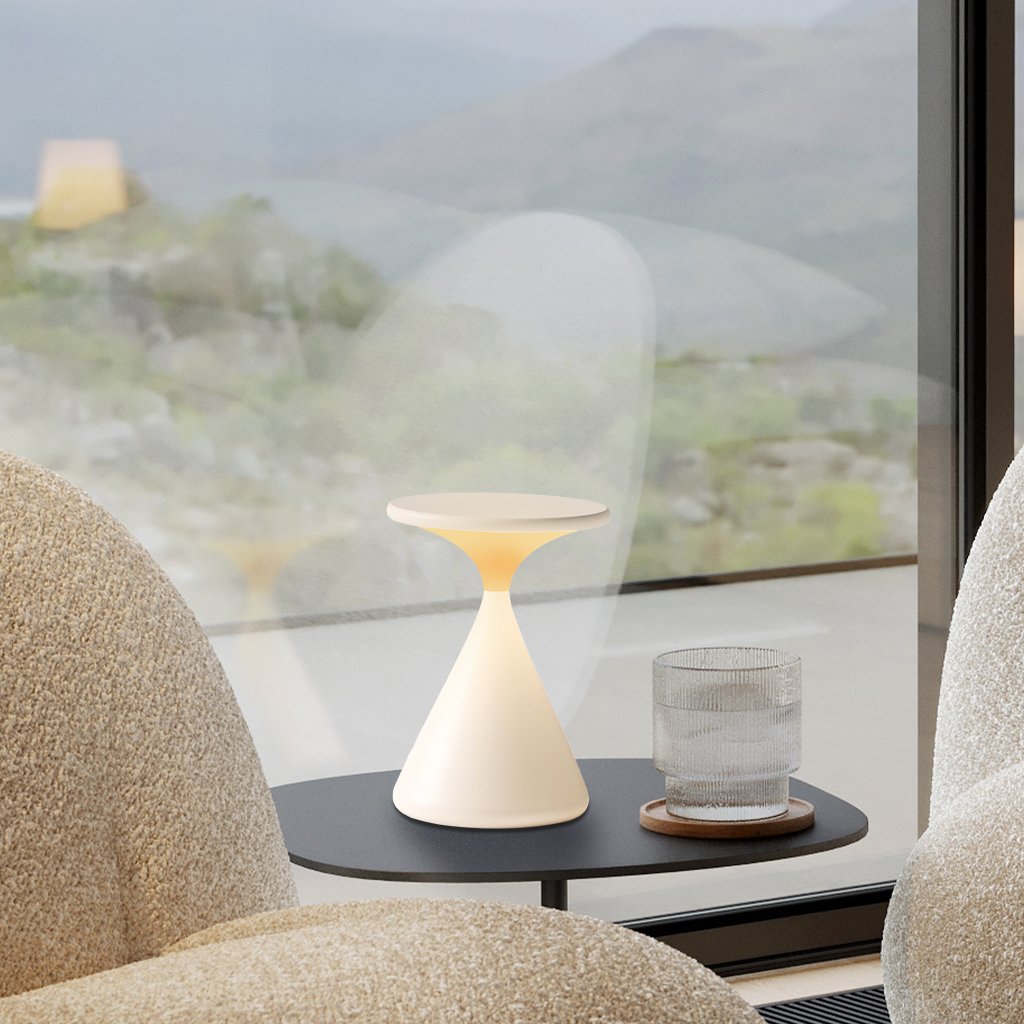Aeron Hourglass Cordless LED Table Lamp – Rechargeable, Dimmable, Modern Design | Kalsten