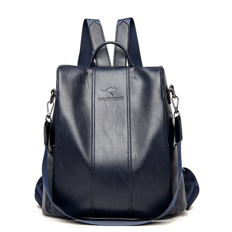 Skanto | Anti-Theft Leather Backpack for Women in Vintage Style