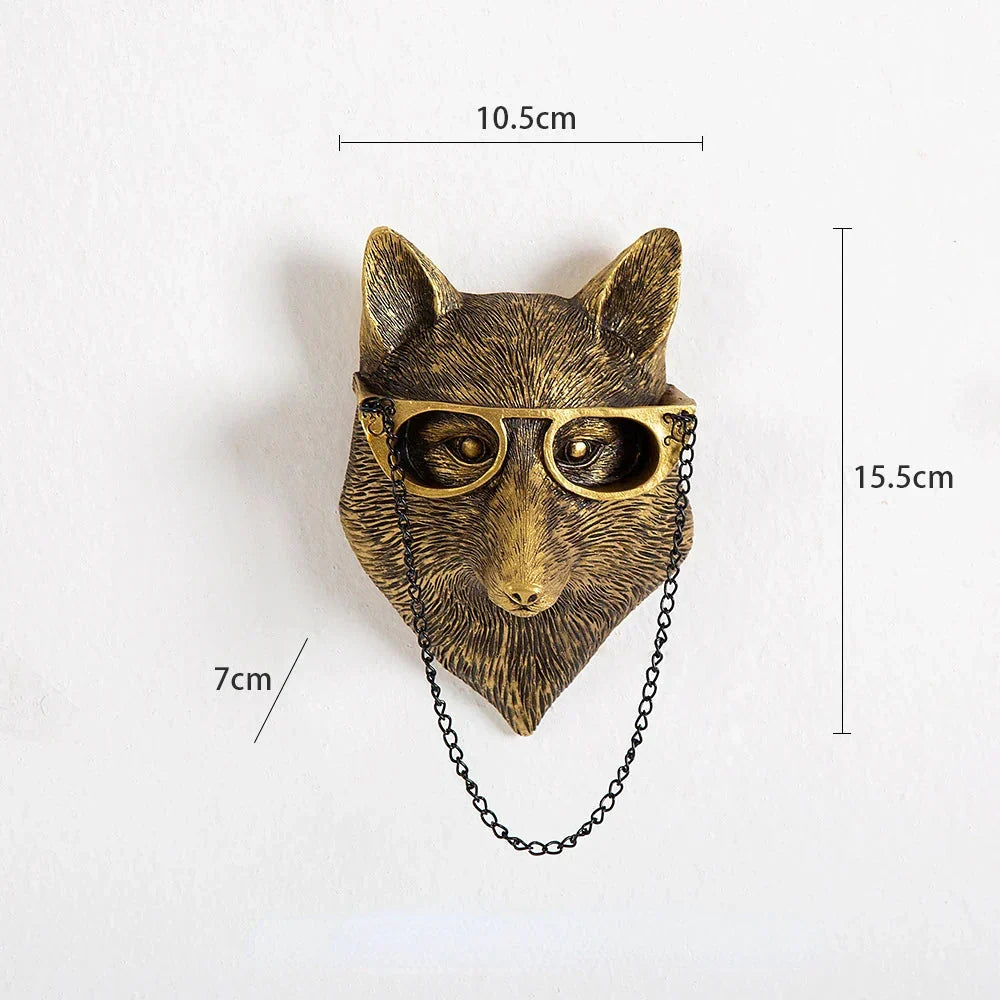 Kalsten | Antique Bronze Resin Animal Pendant Golden Deer Head Wall Storage Hook Background Wall Accessories Decorative Figures