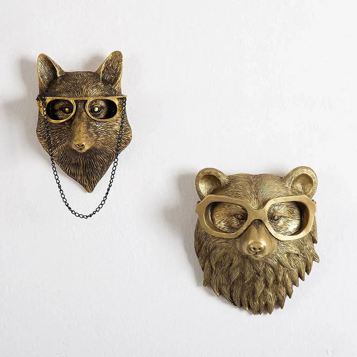 Kalsten | Antique Bronze Resin Animal Pendant Golden Deer Head Wall Storage Hook Background Wall Accessories Decorative Figures