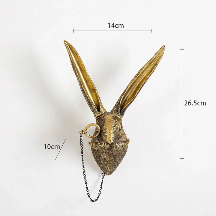 Kalsten | Antique Bronze Resin Animal Pendant Golden Deer Head Wall Storage Hook Background Wall Accessories Decorative Figures