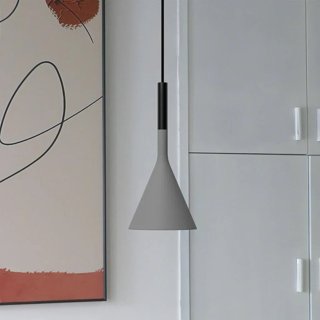 Pendant Light Concrete 10 in Grey Adjustable Dining Room Kitchen Island Hanging Ceiling Lamp | Kalsten