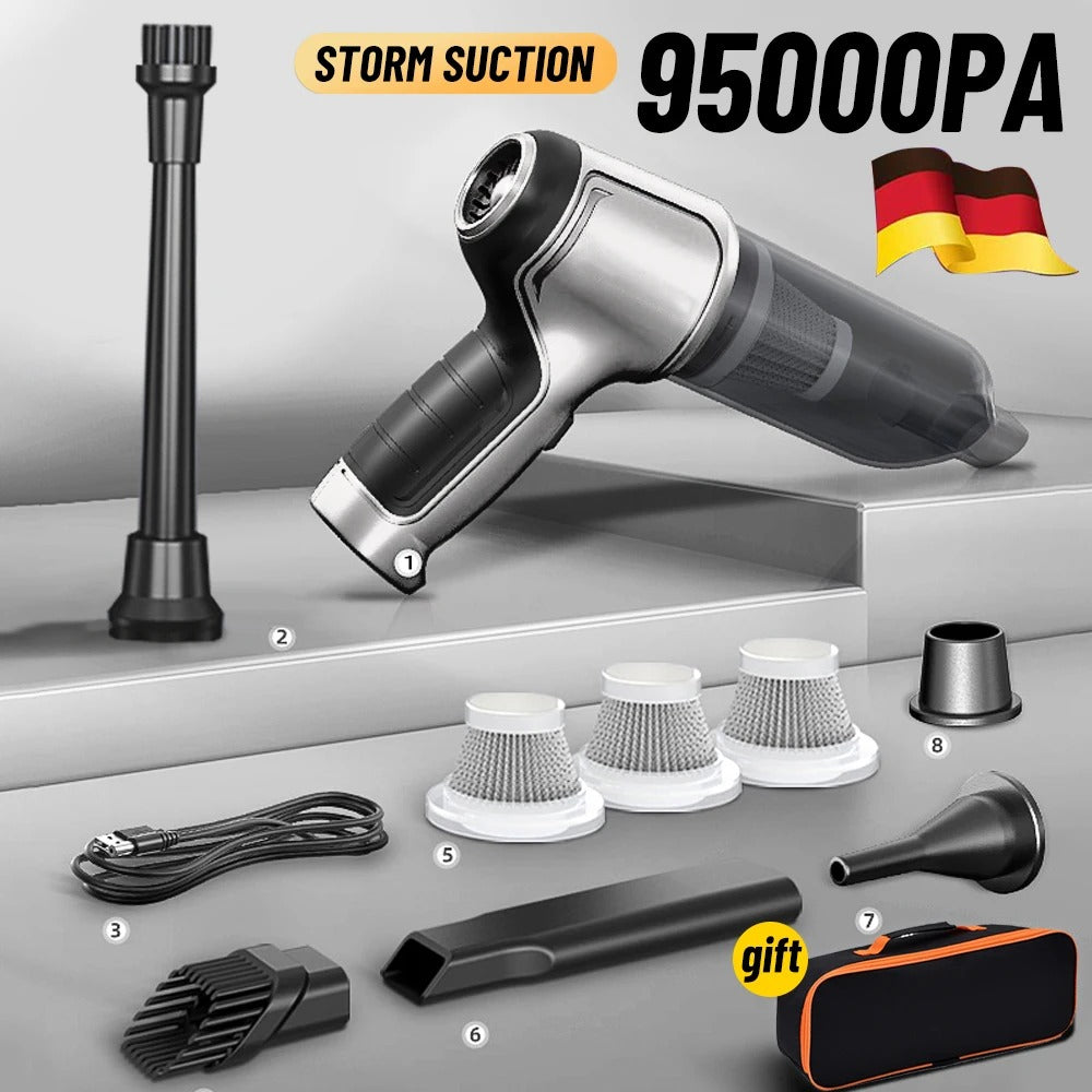 Cordless car vacuum cleaner with 95,000 Pa suction power – light and quiet