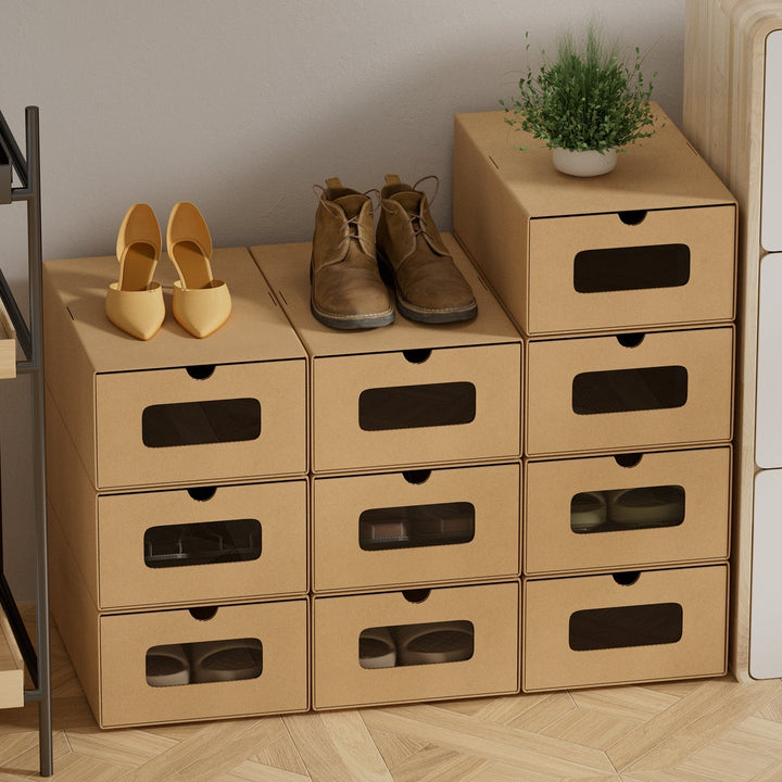 Storage boxes cardboard with window & drawer 10-piece set | Kalsten