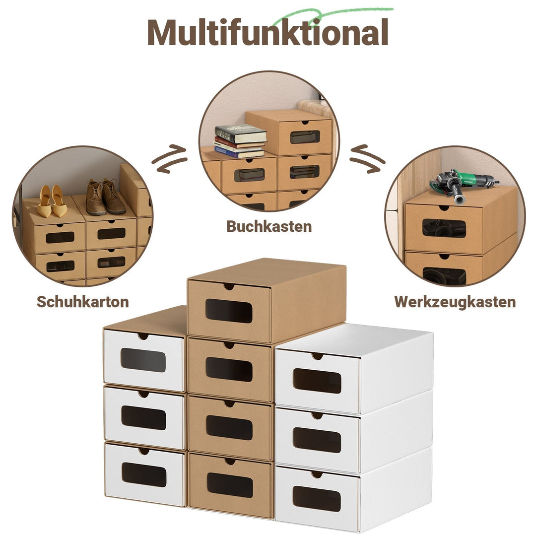 Storage boxes cardboard with window & drawer 10-piece set | Kalsten