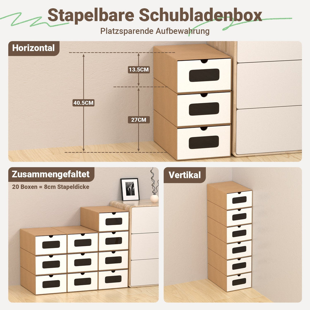 Storage boxes cardboard with window & drawer 10-piece set | Kalsten