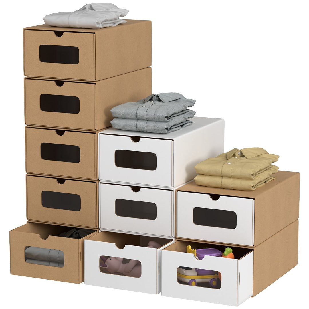 Storage boxes cardboard with window & drawer 10-piece set | Kalsten