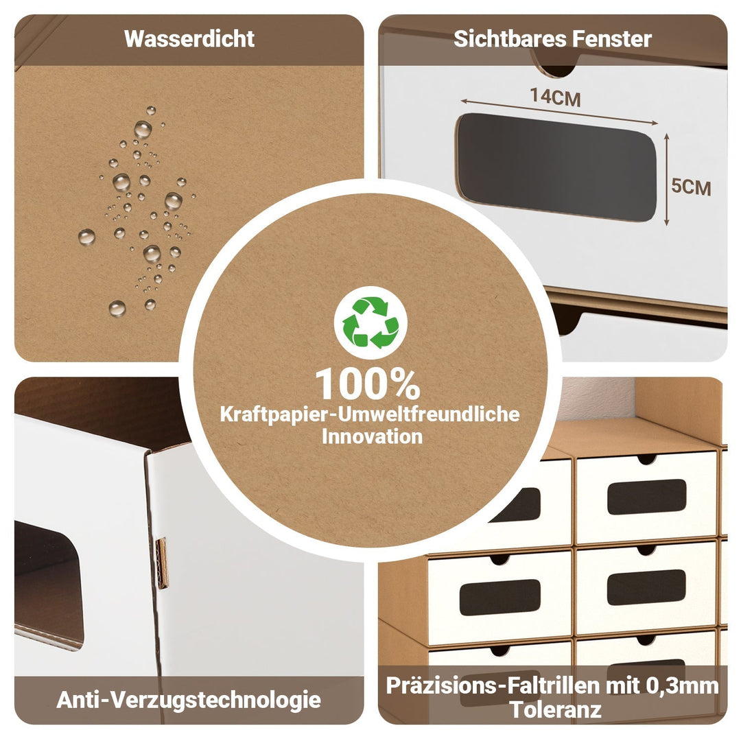 Storage boxes cardboard with window & drawer 10-piece set | Kalsten