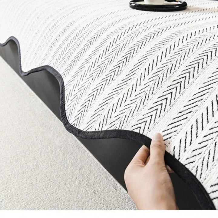 Kalsten | Aurivelle Herringbone Sofa Cover with Scalloped Edge Trim