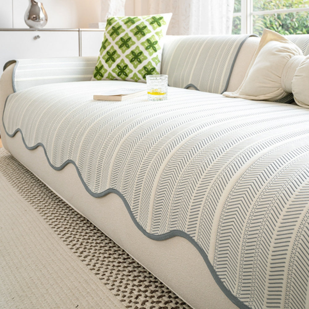 Kalsten | Aurivelle Herringbone Scallop Edge Sofa Cover