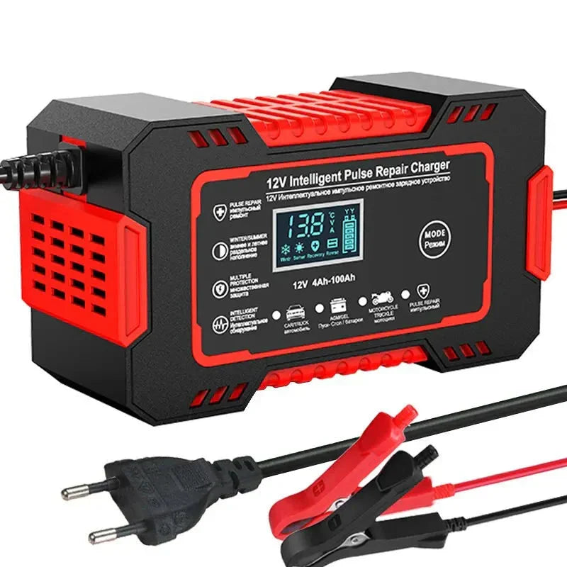 Kalsten | 12V 6A Smart Car Battery Charger | Pulse Repair, LCD Display & Fast Charging for AGM, Gel & Lead-Acid Batteries
