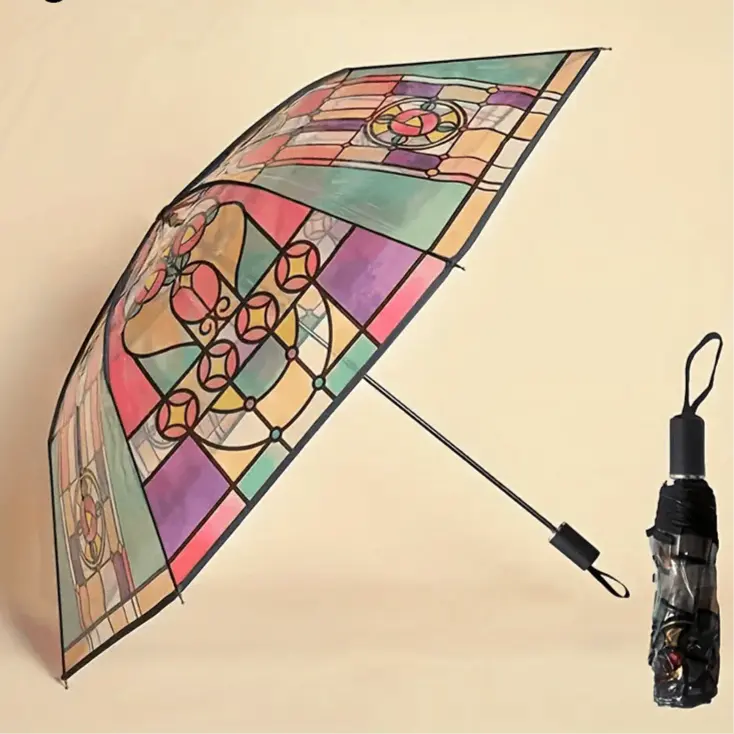 Kalsten | Automatic Umbrella – Vintage Design with Stained Glass and Wind PRedection