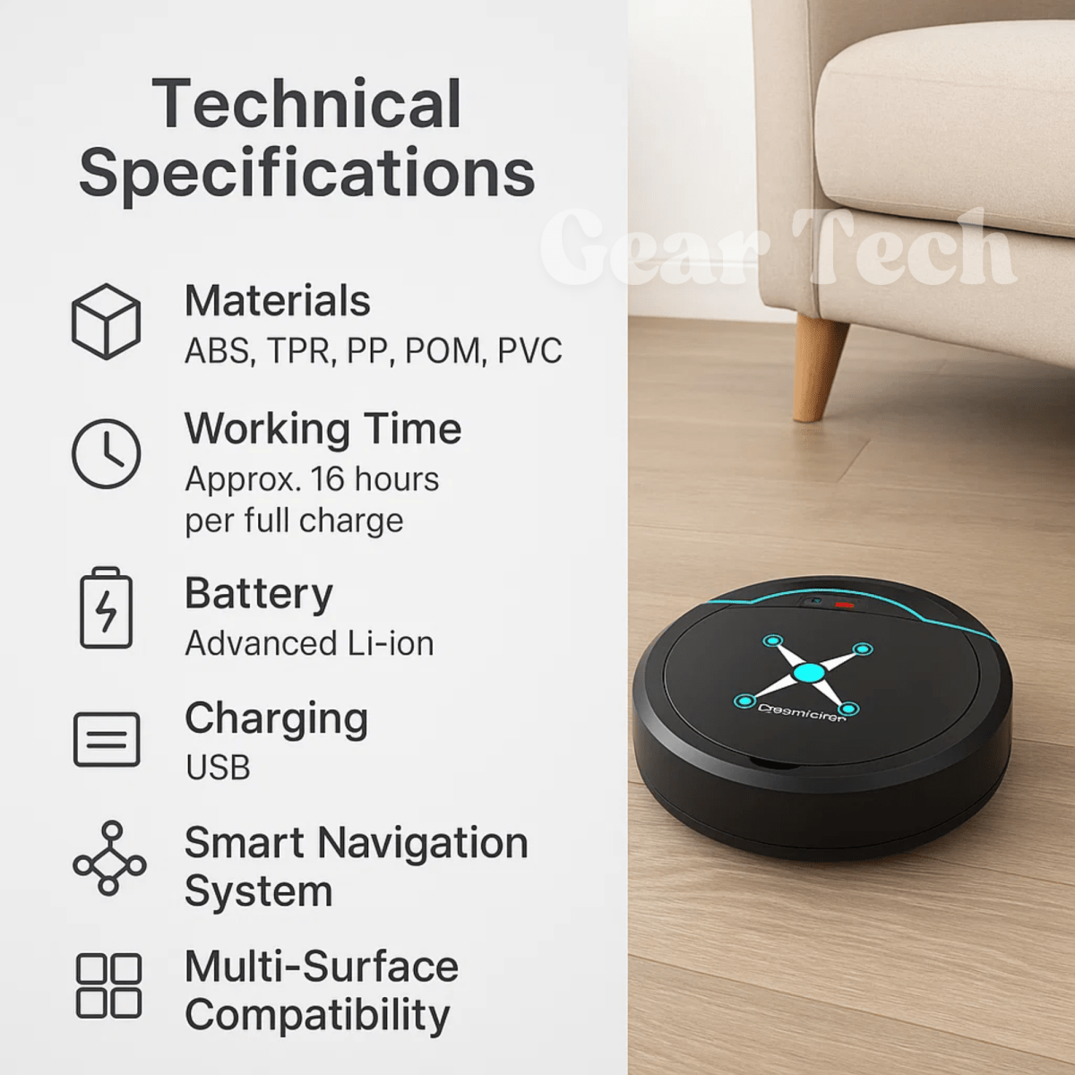 Automatic robot vacuum cleaner with intelligent navigation and mopping function