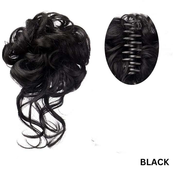 Messy Bun Hair Wavy Curly with Claw Clip Super Natural Look Kalsten